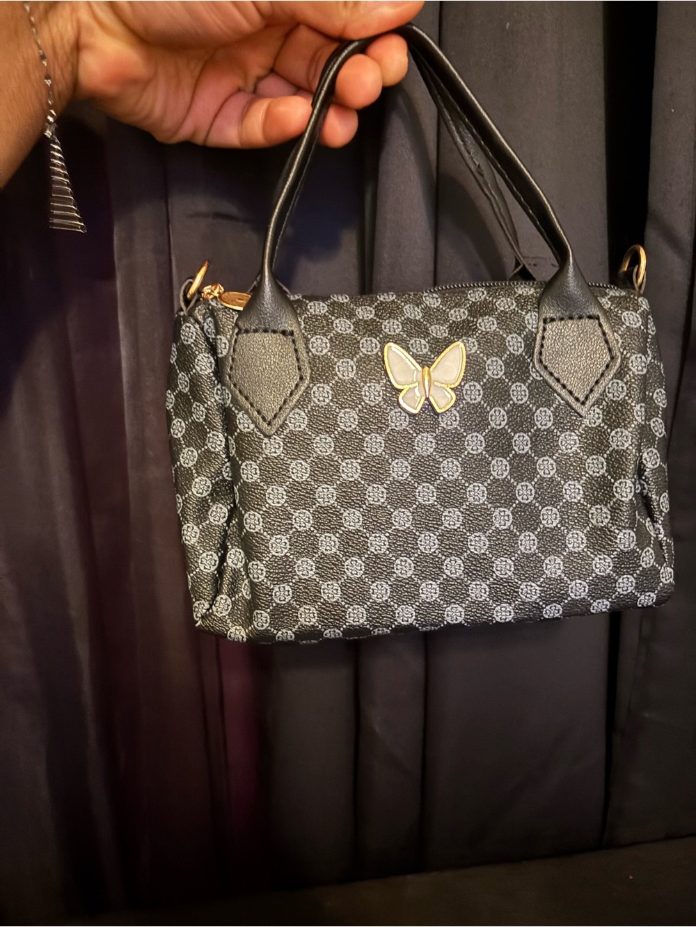 Black Butterfly Accent Mini Handbag